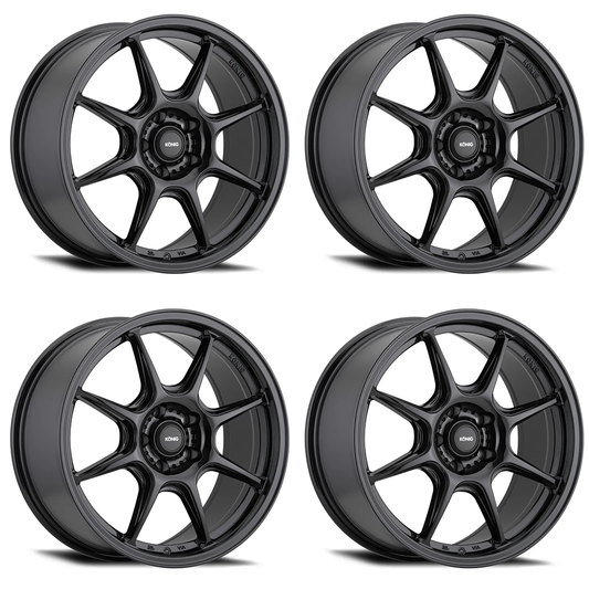 (set of 4) Konig Lockout Gloss Black | 16x7.5" +40mm | 5x114.3mm Wheel