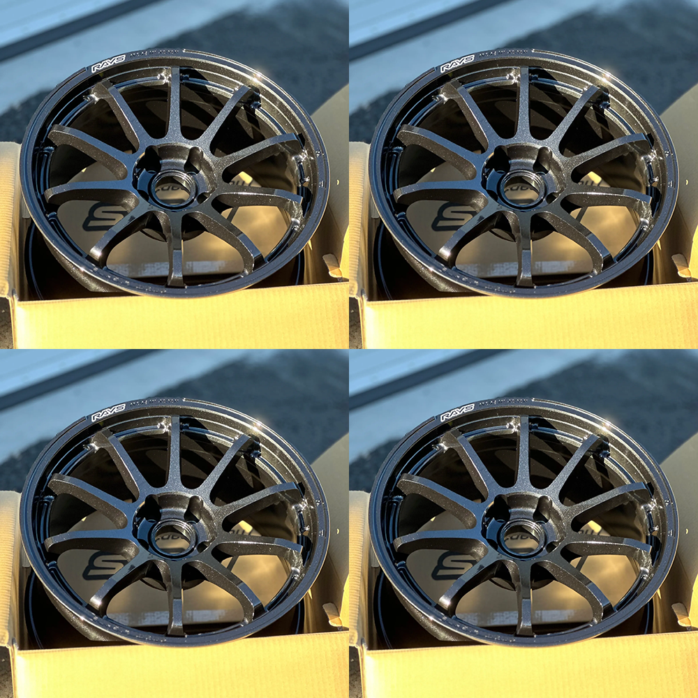 (set of 4) Gram Lights 57NR Glass Black | 18x9.5" +38mm | 5x114.3mm Wheel