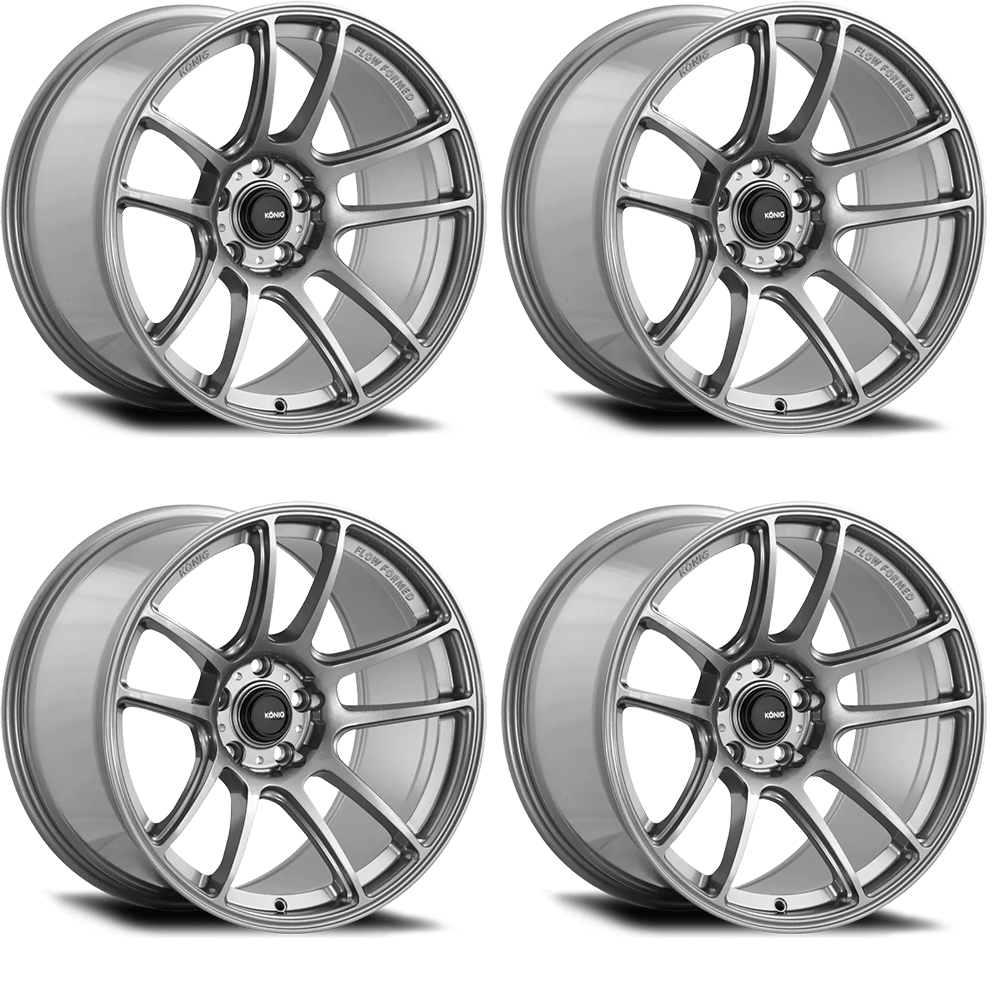 (set of 4) Konig Heliogram Titanium Metallic | 17x8.5" +38mm | 5x114.3mm Wheels