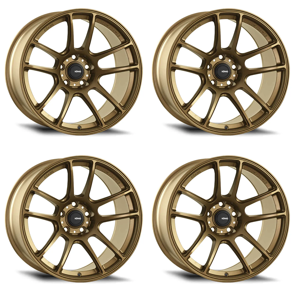 (set of 4) Konig Heliogram Matte Bronze | 18x8.5" +42mm | 5x108mm Wheels
