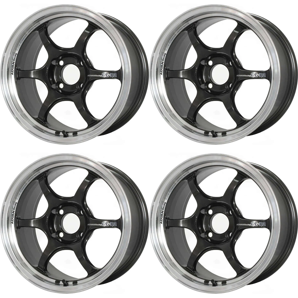 (set of 4) Advan RG-D2 Machining/Black Gunmetallic | 15x8" +35mm | 4x100mm Wheel