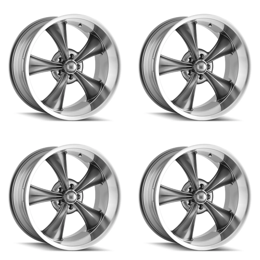 (set of 4) Ridler Wheels 695 Gloss Grey Machined | 18x8" +0mm | 5x127mm Wheels