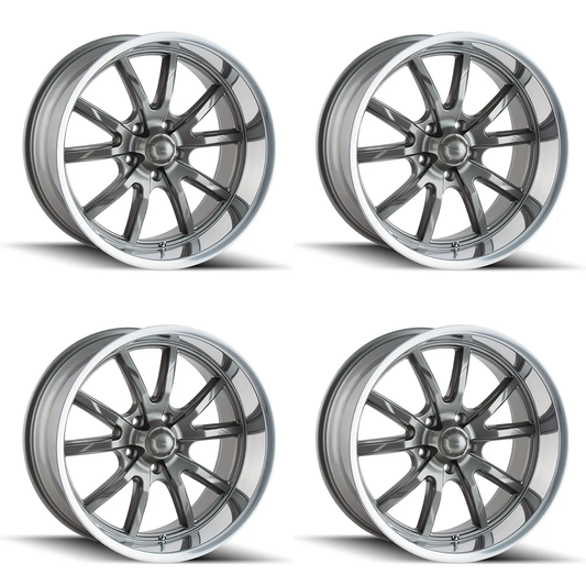 (set of 4) Ridler Wheels 650 Gloss Grey Polished | 18x8" +0mm | 5x127mm Wheels