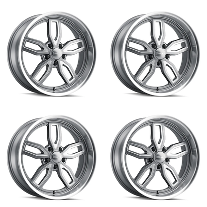 (set of 4) Ridler Wheels 608 Gloss Grey Milled | 18x8" +0mm | 5x114.3mm Wheels
