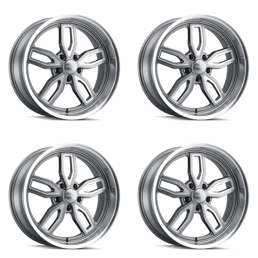 (set of 4) Ridler Wheels 608 Gloss Grey Milled | 18x8" +0mm | 5x114.3mm Wheels