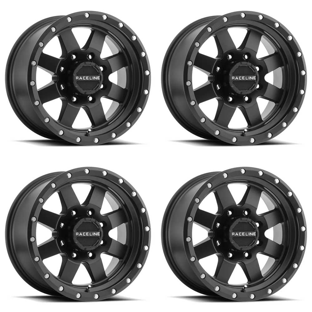 (set of 4) Raceline 935 Defender Satin Black | 18x9" -12mm | 6x139.7mm Wheel
