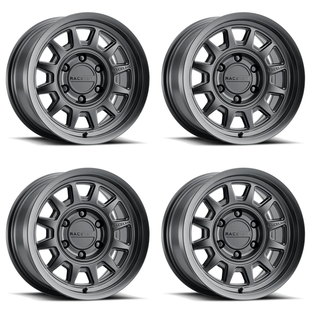 (set of 4) Raceline 952 Aero Satin Black | 17x8.5" +0mm | 6x135mm Wheel