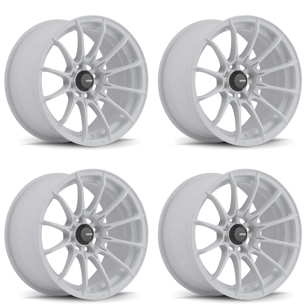 (set of 4) Konig Dial In Gloss White | 15x7" +35mm | 4x100mm Wheel