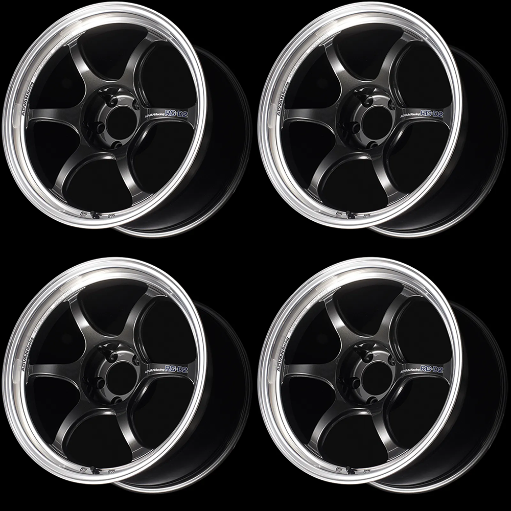 (set of 4) Advan RG-D2 Machining/Black Gun Metallic | 18x9.5" +40mm | 5x100mm Wheel