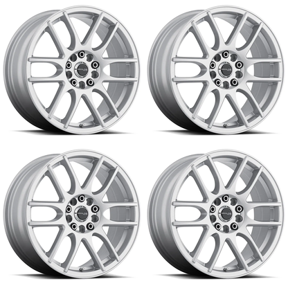 (set of 4) Raceline 141 Mystique Gloss Silver | 17x7.5" +40mm | 5x100/5x114.3mm Wheel