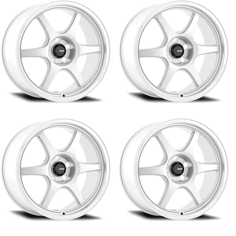 (set of 4) Konig Hexaform Gloss White | 18x8.5" +43mm | 5x108mm Wheels