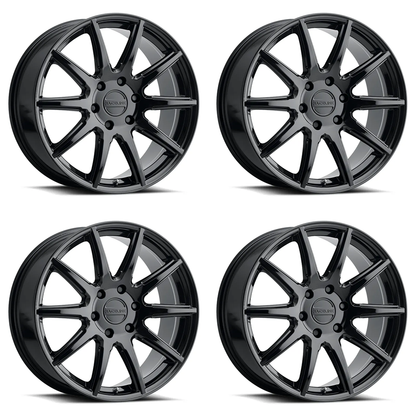 (set of 4) Raceline 159 Spike Gloss Black | 20x8.5" +35mm | 6x139.7mm Wheel