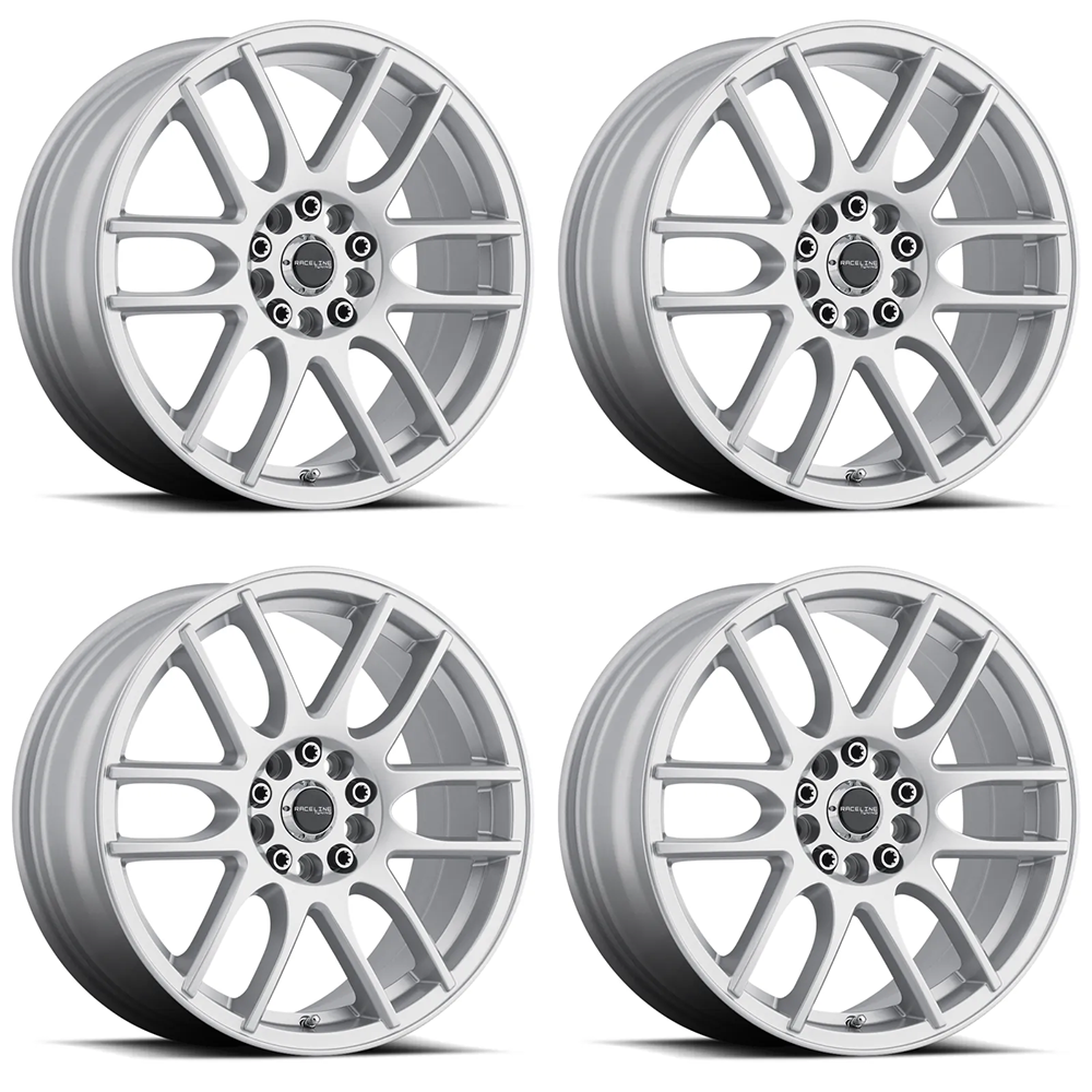 (set of 4) Raceline 141 Mystique Gloss Silver | 18x7.5" +42mm | 5x100/5x114.3mm Wheel