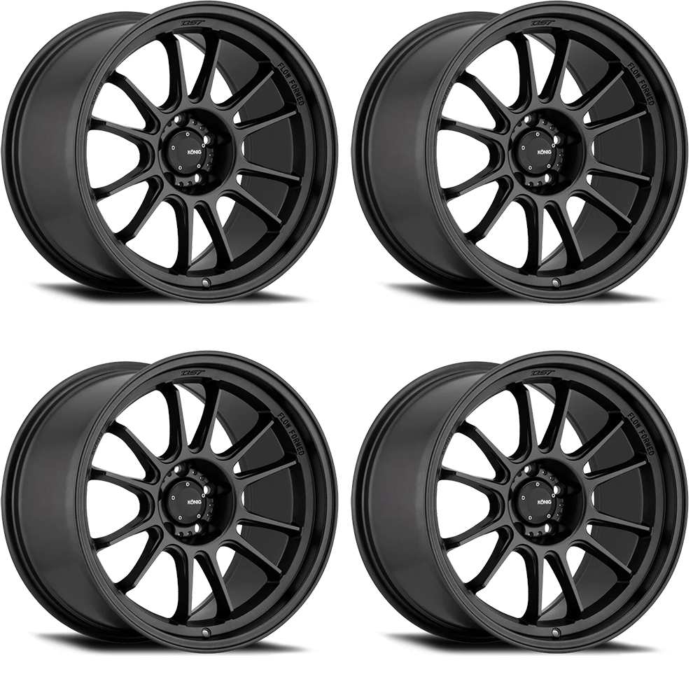 (set of 4) Konig Hypergram Matte Black | 18x11" +44mm | 5x120mm Wheels