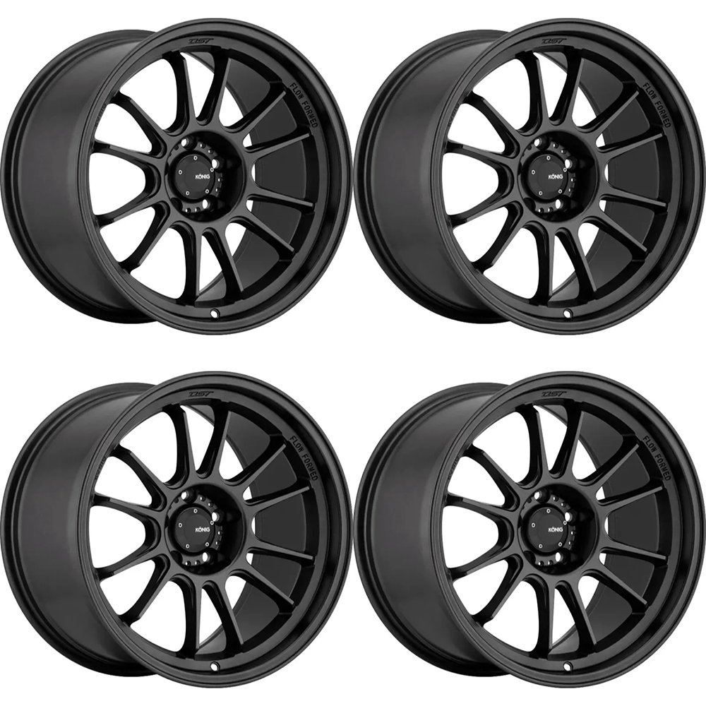 (set of 4) Konig Hypergram Matte Black | 18x12" +20mm | 5x114.3mm Wheels