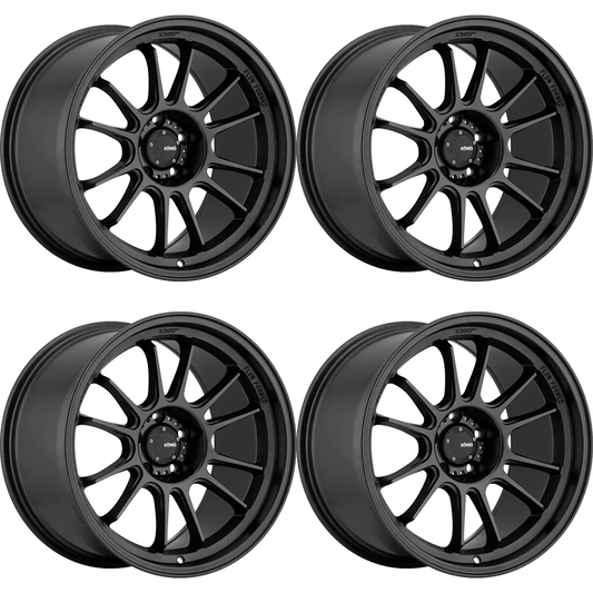 (set of 4) Konig Hypergram Matte Black | 18x12" +20mm | 5x114.3mm Wheels