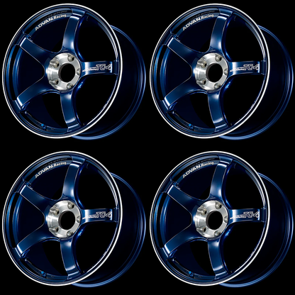 (set of 4) Advan TC-4 SE Racing Indigo Blue/Diamond Cut | 18x9.5" +45mm | 5x100mm Wheel