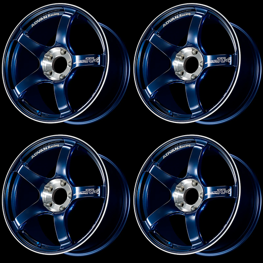 (set of 4) Advan TC-4 SE Racing Indigo Blue/Diamond Cut | 18x9.5" +45mm | 5x100mm Wheel