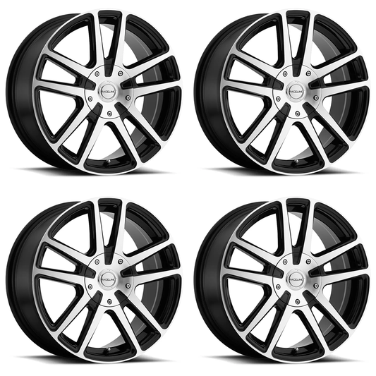 (set of 4) Raceline 145 Encore Black & Machined | 17x7.5" +40mm | 5x100/5x114.3mm Wheel