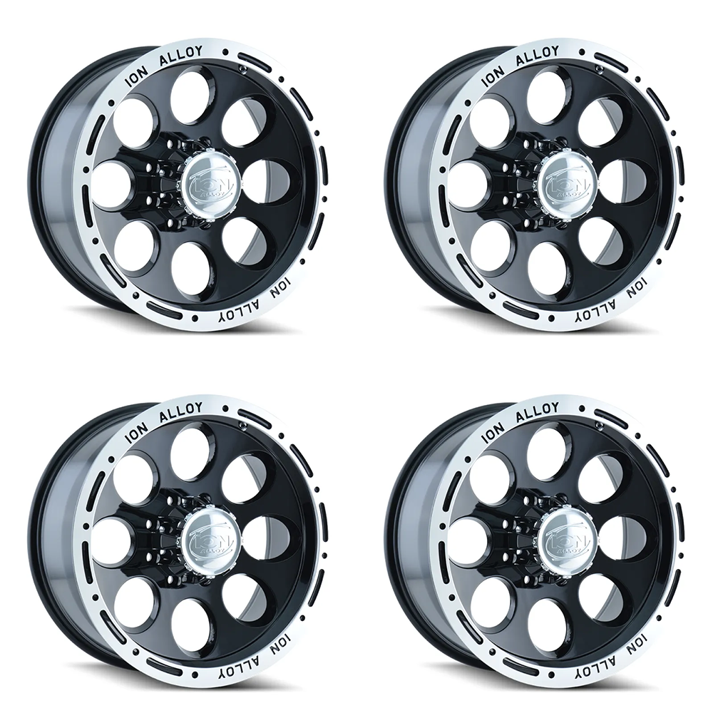 (set of 4) ION Wheels Type 174 Black/Machined | 15x8" -27mm | 5x114.3mm Wheels