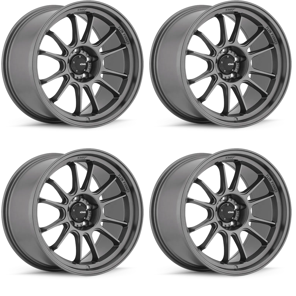 (set of 4) Konig Hypergram Matte Grey | 18x11" +44mm | 5x120mm Wheels