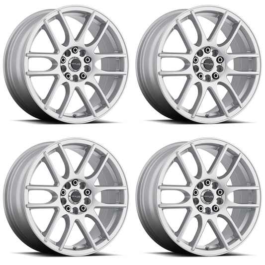 (set of 4) Raceline 141 Mystique Gloss Silver | 15x7" +40mm | 5x100/5x114.3mm Wheel
