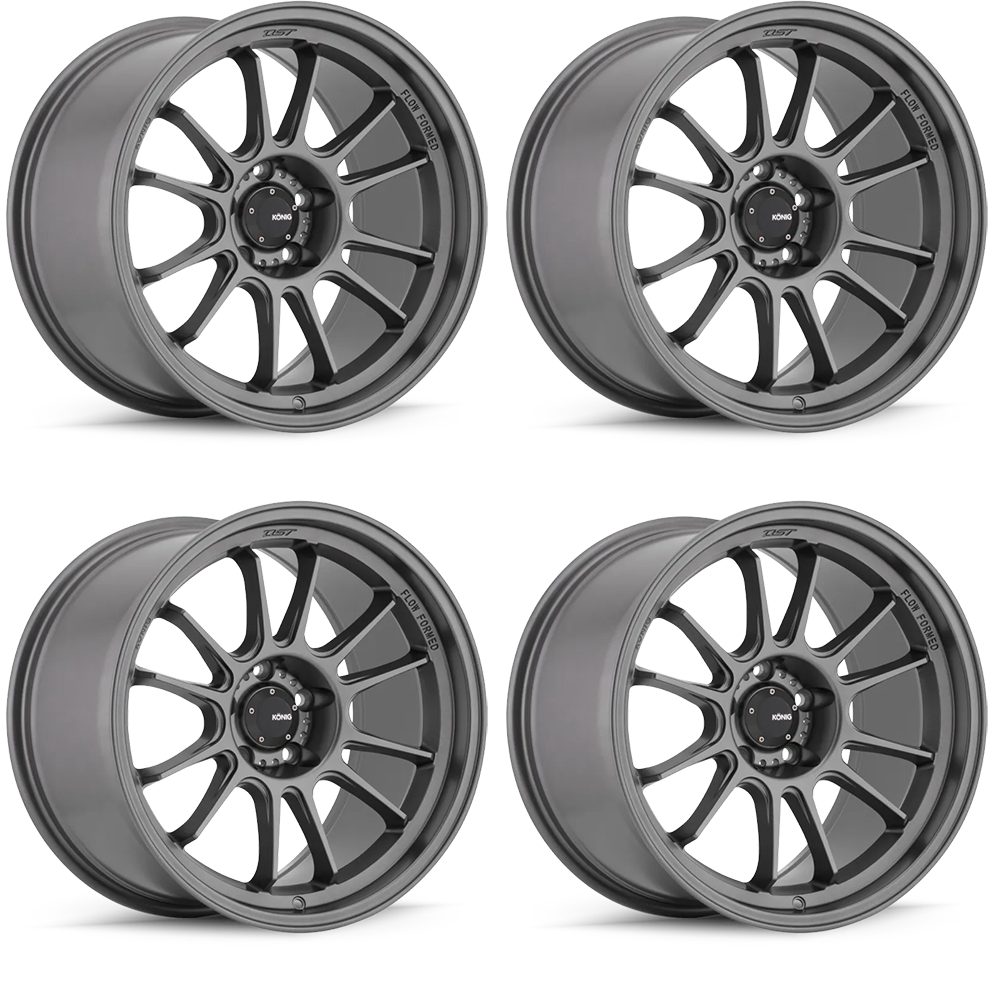 (set of 4) Konig Hypergram Matte Grey | 16x7.5" +38mm | 5x114.3mm Wheels