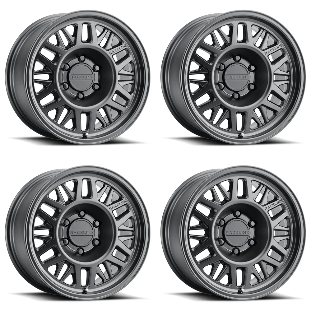 (set of 4) Raceline 451 Ryno Satin Black | 17x8.5" +0mm | 6x139.7mm Wheel