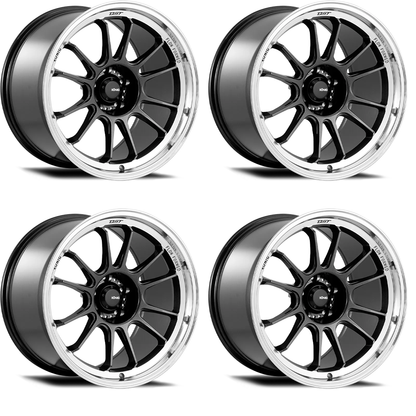(set of 4) Konig Hypergram Metallic Carbon w/ Machined Lip | 16x8" +38mm | 5x114.3mm Wheels