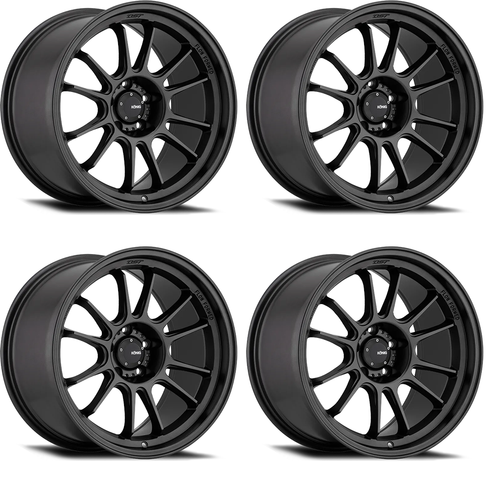 (set of 4) Konig Hypergram Matte Black | 17x8" +40mm | 5x100mm Wheels