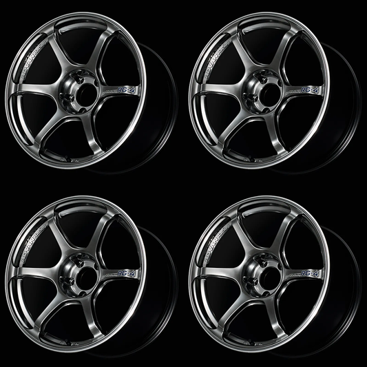 (set of 4) Advan RG-4 Racing Hyper Black/Ring | 17x9" +63mm | 5x114.3mm Wheel