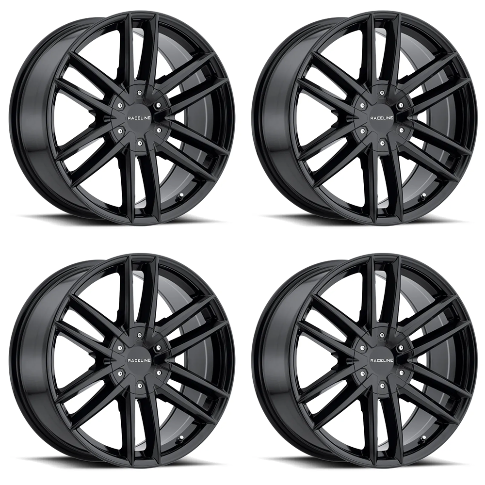 (set of 4) Raceline 158 Impulse Gloss Black | 18x8" +35mm | 6x139.7/6x135mm Wheel