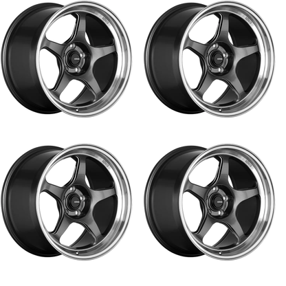 (set of 4) Konig Hyperspec Anthracite Metallic w/ Mirror Machined Lip | 18x9" +42mm | 5x114.3mm Wheels
