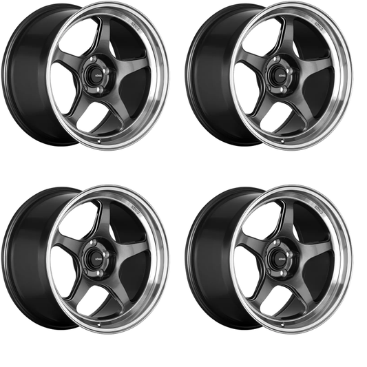 (set of 4) Konig Hyperspec Anthracite Metallic w/ Mirror Machined Lip | 18x9" +42mm | 5x114.3mm Wheels
