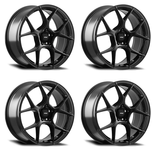 (set of 4) Konig Diverge Gloss Black | 19x8.5" +43mm | 5x112mm Wheel