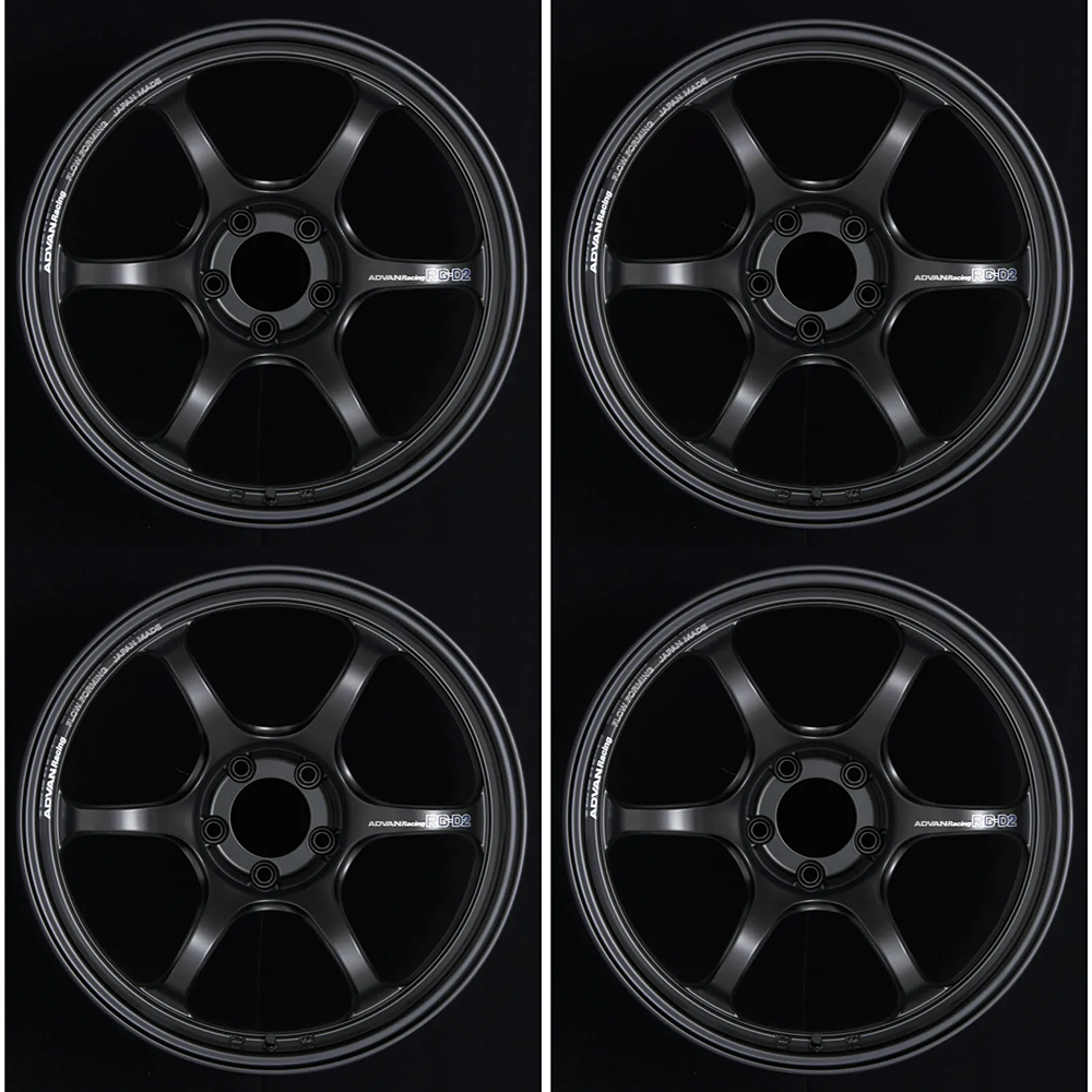 (set of 4) Advan RG-D2 Machining/Semi Gloss Black | 16x8" +38mm | 4x100mm Wheel