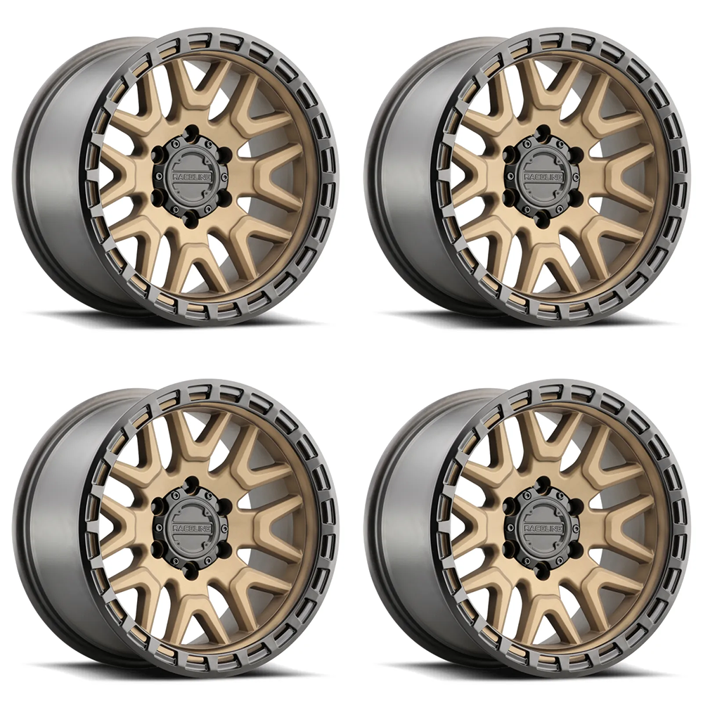 (set of 4) Raceline 953 Krank Bronze | 17x9" -12mm | 5x127mm Wheel