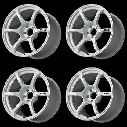 (set of 4) Advan RG-4 Racing White Metallic/Ring | 17x9" +63mm | 5x114.3mm Wheel