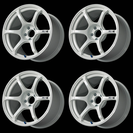 (set of 4) Advan RG-4 Racing White Metallic/Ring | 17x9" +63mm | 5x114.3mm Wheel