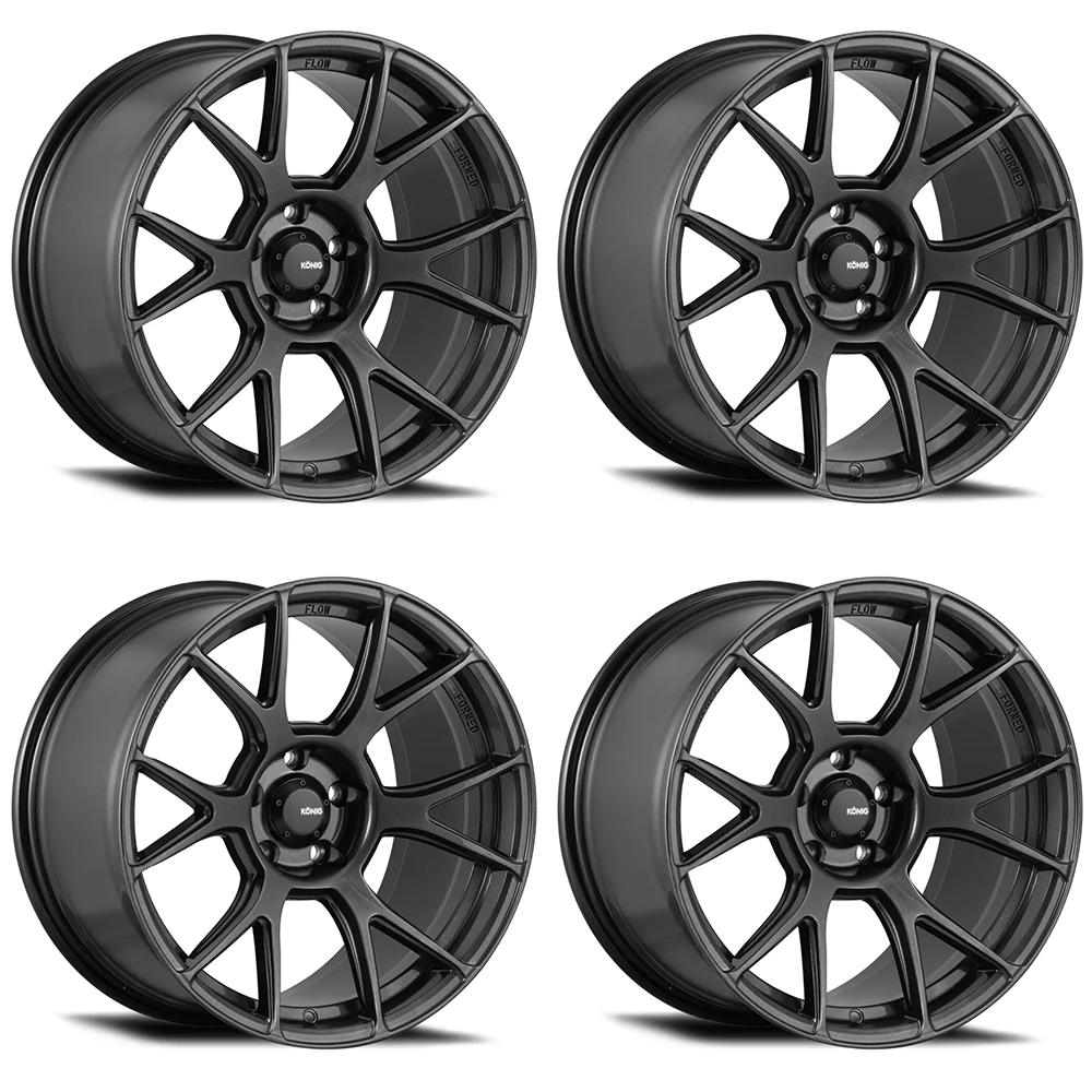 (set of 4) Konig Ampliform Dark Metallic Graphite | 17x8" +40mm | 5x100mm Wheel