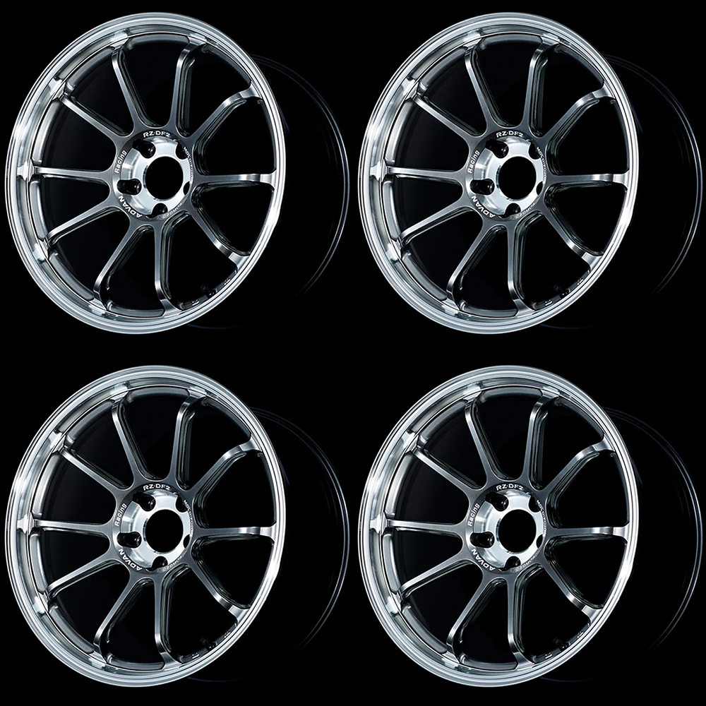 (set of 4) Advan RZ-DF2 Diamond Cut/Hyper Platinum Black | 19x9.5" +29mm | 5x114.3mm Wheel