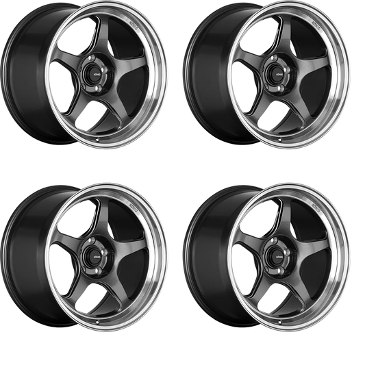 (set of 4) Konig Hyperspec Anthracite Metallic w/ Mirror Machined Lip | 18x9.5" +25mm | 5x114.3mm Wheels