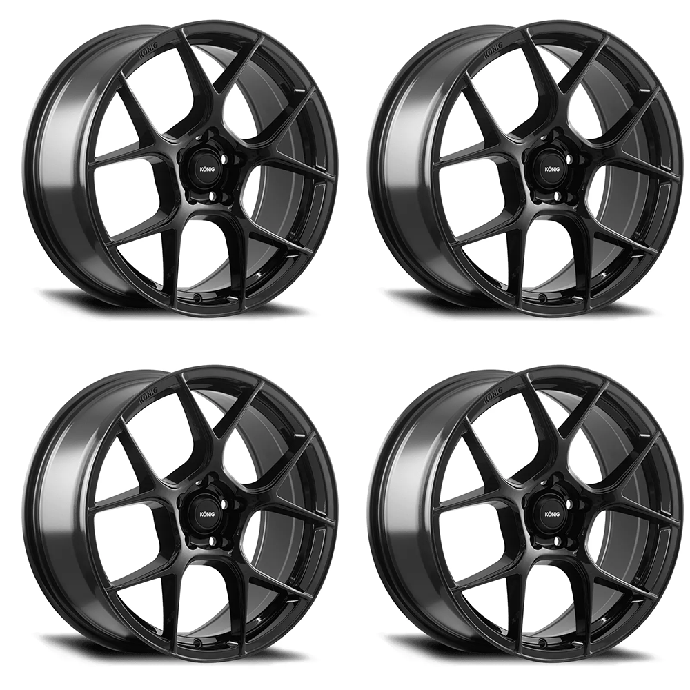 (set of 4) Konig Diverge Gloss Black | 18x8" +40mm | 5x115mm Wheel