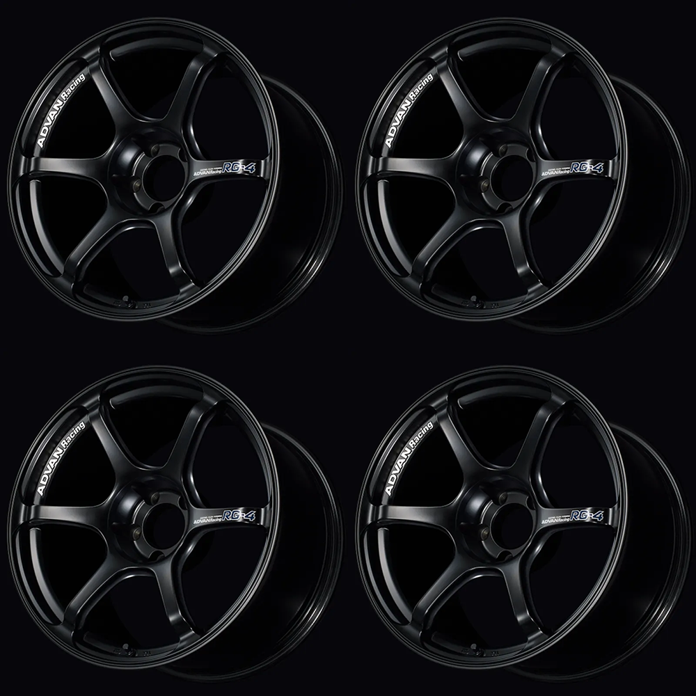 (set of 4) Advan RG-4 Semi Gloss Black | 17x9.5" +50mm | 5x114.3mm Wheel