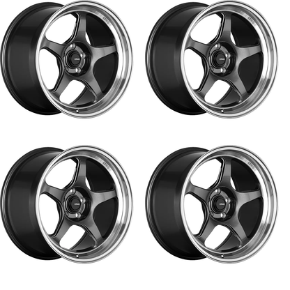 (set of 4) Konig Hyperspec Anthracite Metallic w/ Mirror Machined Lip | 17x8" +40mm | 4x100mm Wheels