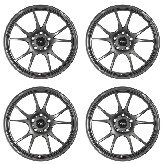 (set of 4) Konig F3S Satin Charcoal | 17x8" +35mm | 5x114.3mm Wheel
