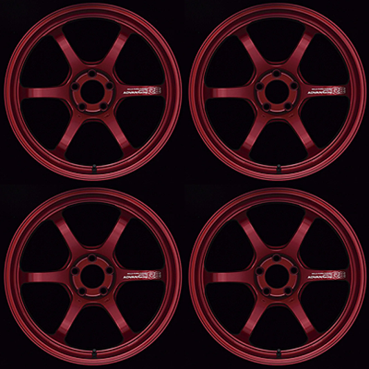 (set of 4) Advan R6 Racing Candy Red | 18x9.5" +45mm | 5x114.3mm Wheel
