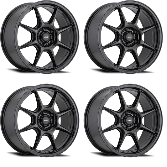 (set of 4) Konig Lockout Gloss Black | 17x8" +43mm | 5x112mm Wheels