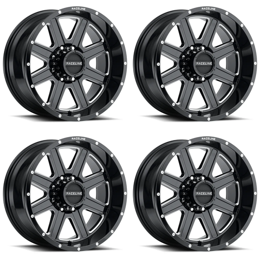 (set of 4) Raceline 940 Hostage Black & Milled | 17x9" +0mm | 5x127mm Wheel