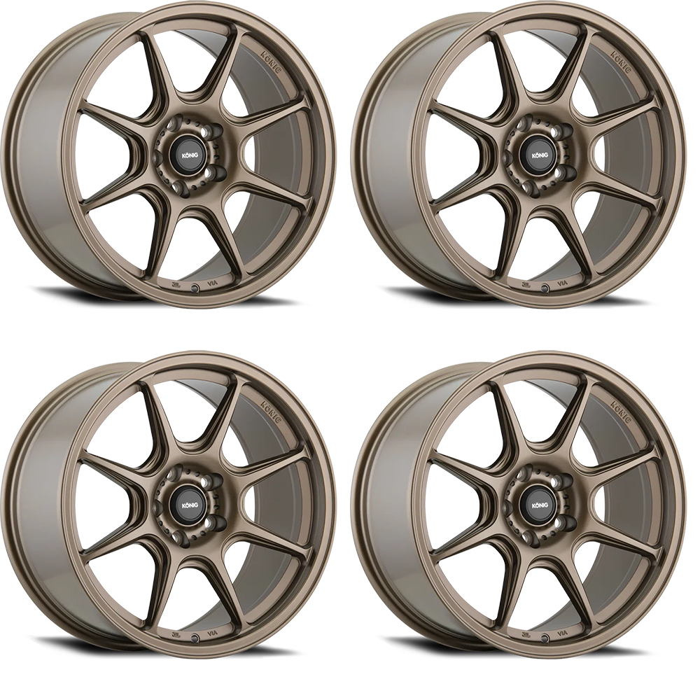 (set of 4) Konig Lockout Matte Bronze | 18x8.5" +43mm | 5x112mm Wheels